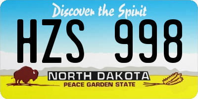 ND license plate HZS998