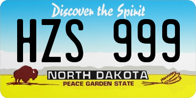 ND license plate HZS999