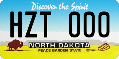 ND license plate HZT000