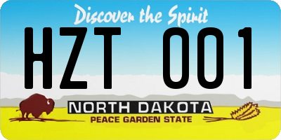ND license plate HZT001