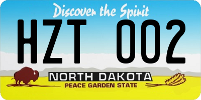 ND license plate HZT002
