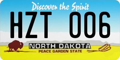ND license plate HZT006