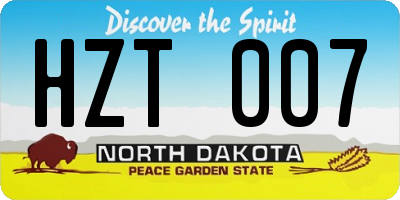ND license plate HZT007