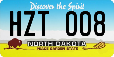 ND license plate HZT008
