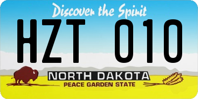 ND license plate HZT010