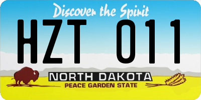 ND license plate HZT011