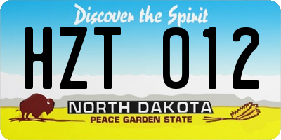 ND license plate HZT012