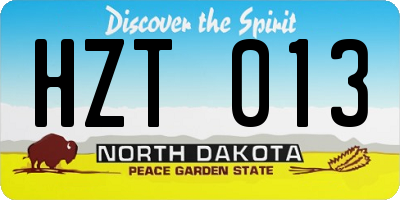ND license plate HZT013