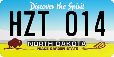 ND license plate HZT014