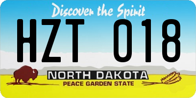 ND license plate HZT018