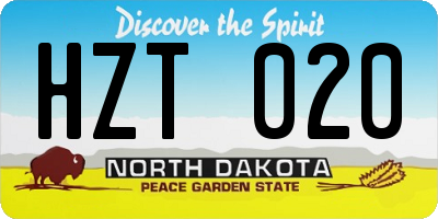 ND license plate HZT020