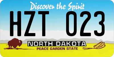 ND license plate HZT023