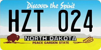 ND license plate HZT024