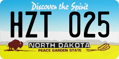 ND license plate HZT025