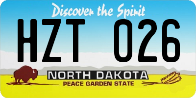 ND license plate HZT026