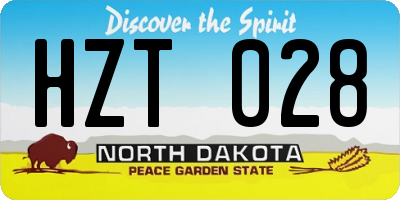 ND license plate HZT028