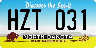 ND license plate HZT031