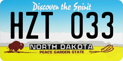 ND license plate HZT033