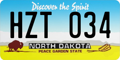 ND license plate HZT034