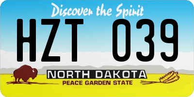 ND license plate HZT039