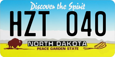 ND license plate HZT040