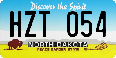 ND license plate HZT054