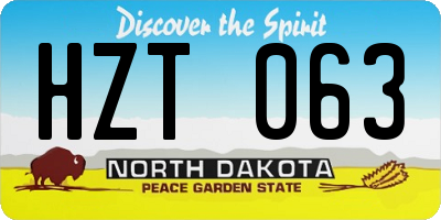 ND license plate HZT063