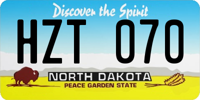 ND license plate HZT070