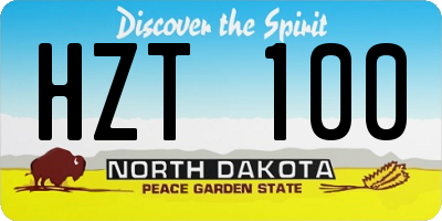 ND license plate HZT100