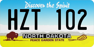 ND license plate HZT102
