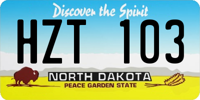 ND license plate HZT103