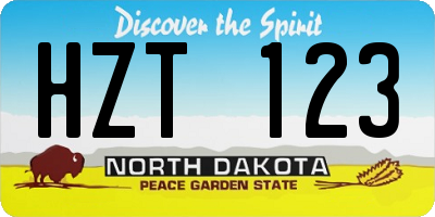 ND license plate HZT123