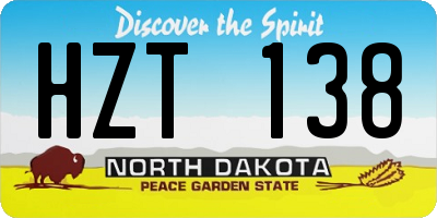 ND license plate HZT138