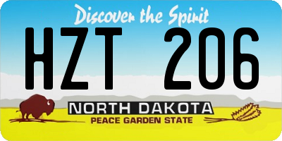ND license plate HZT206
