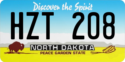 ND license plate HZT208
