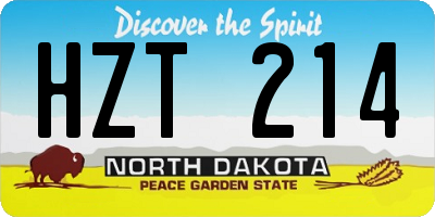 ND license plate HZT214
