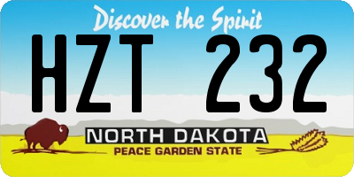 ND license plate HZT232