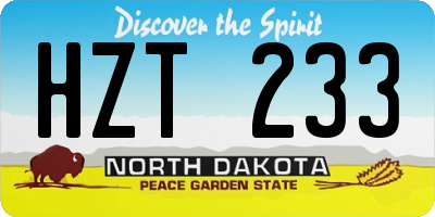 ND license plate HZT233