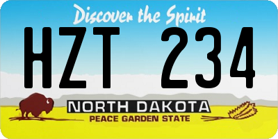 ND license plate HZT234