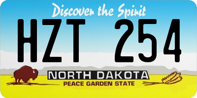 ND license plate HZT254