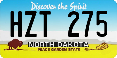 ND license plate HZT275