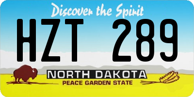 ND license plate HZT289