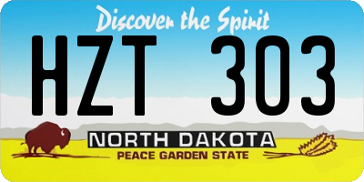 ND license plate HZT303
