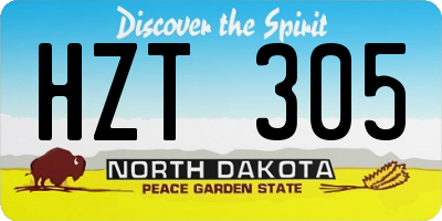 ND license plate HZT305