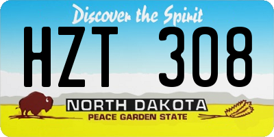 ND license plate HZT308