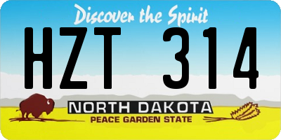 ND license plate HZT314