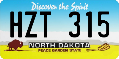 ND license plate HZT315