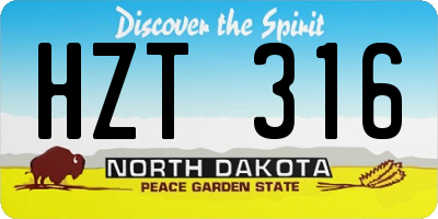 ND license plate HZT316