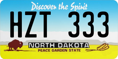 ND license plate HZT333