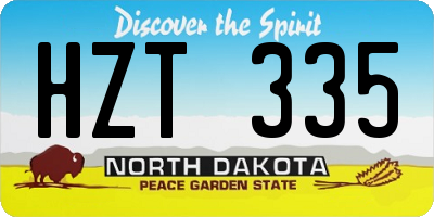 ND license plate HZT335
